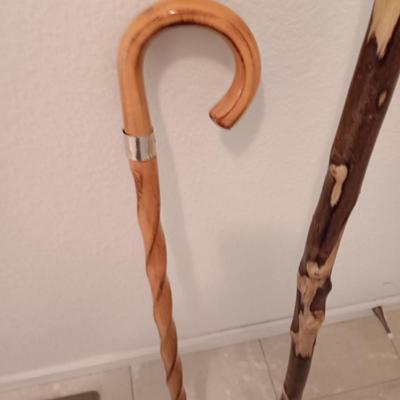 Wooden cane and wood Brazos walking stick