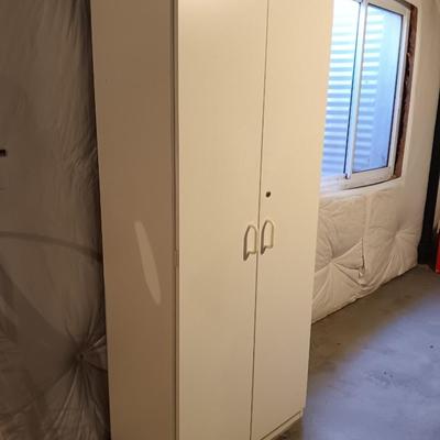 White Two door locking cabinet - Pantry - with keys
