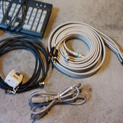 HP Keyboard and Mouse with a variety of cords and cables