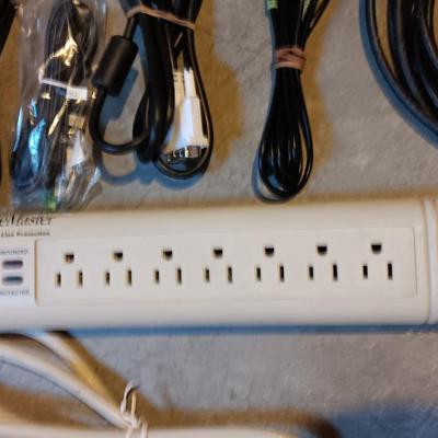 HP Keyboard and Mouse with a variety of cords and cables