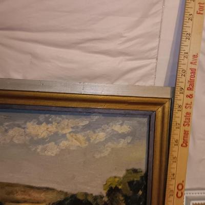 Original framed painting "A Kansas wheat field" by Robert Hodgell with two picture frames