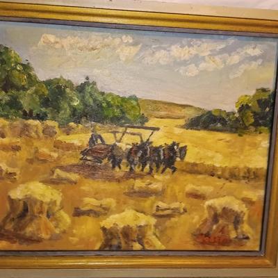 Original framed painting "A Kansas wheat field" by Robert Hodgell with two picture frames