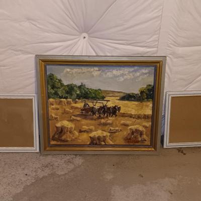 Original framed painting "A Kansas wheat field" by Robert Hodgell with two picture frames