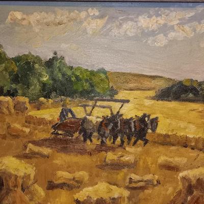 Original framed painting "A Kansas wheat field" by Robert Hodgell with two picture frames