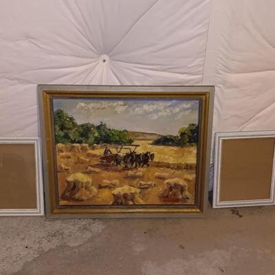 Original framed painting "A Kansas wheat field" by Robert Hodgell with two picture frames
