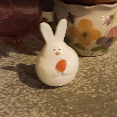 Easter decorations -Rabbit figures - wreaths - faux flowers and more