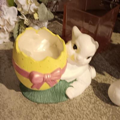 Easter decorations -Rabbit figures - wreaths - faux flowers and more