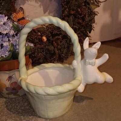 Easter decorations -Rabbit figures - wreaths - faux flowers and more