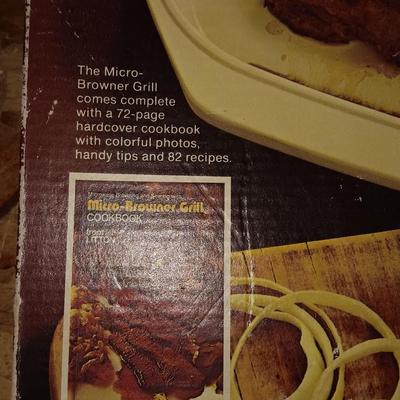 Bloomingdale's 10" Salad bowl with tongs and Litton Micro Browner Grill