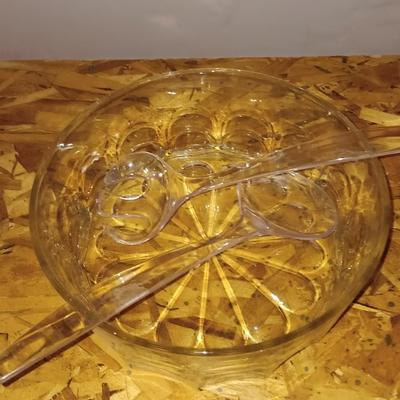 Bloomingdale's 10" Salad bowl with tongs and Litton Micro Browner Grill