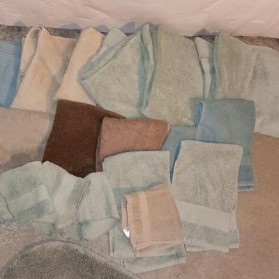 Bath towels and bathroom rugs
