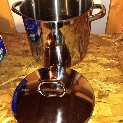 Large stainless stockpot with lid