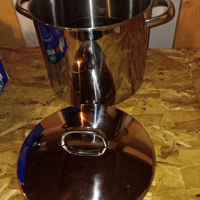 Large stainless stockpot with lid
