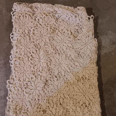 Hand knitted tablecloth