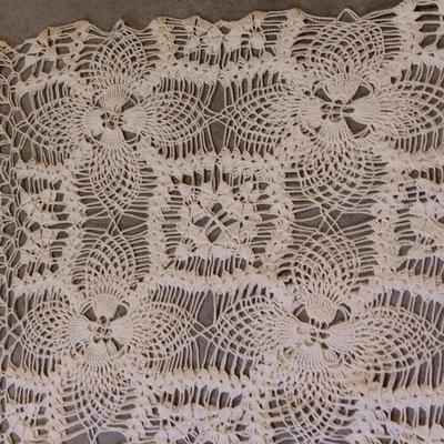 Hand knitted tablecloth