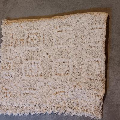 Hand knitted tablecloth
