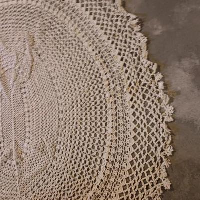 Round hand knitted tablecloth
