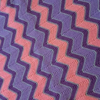 Pink and purple Afghan with fringe