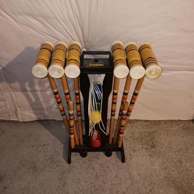 Wooden Croquet Set w/Stand for 6 players.