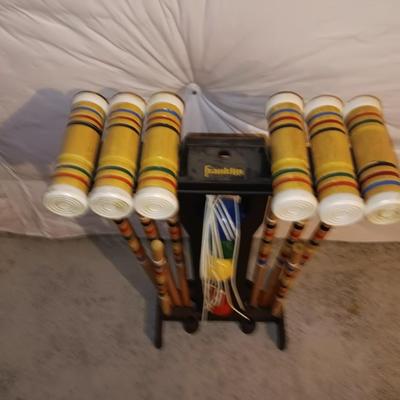 Wooden Croquet Set w/Stand for 6 players.