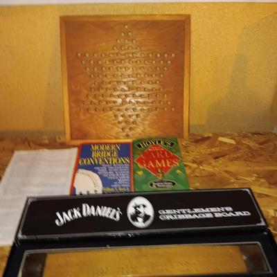 Jack Daniels Gentleman's Cribbage board with Chinese checkers board and two card books