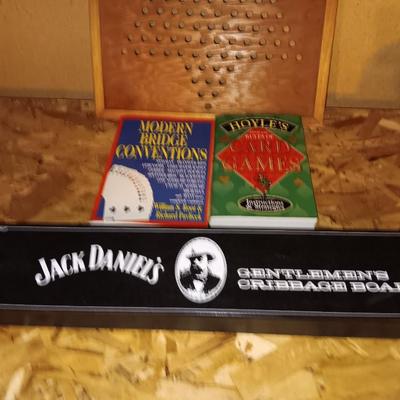 Jack Daniels Gentleman's Cribbage board with Chinese checkers board and two card books