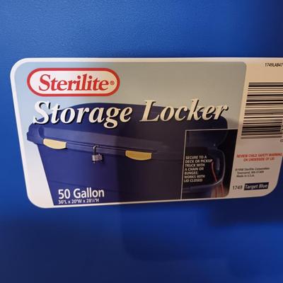 Sterlite and Rubbermaid storage totes with lids - 50-gallon storage locker trunk