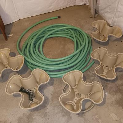 Large garden hose with flowerpots chain thru center muti hanging baskets