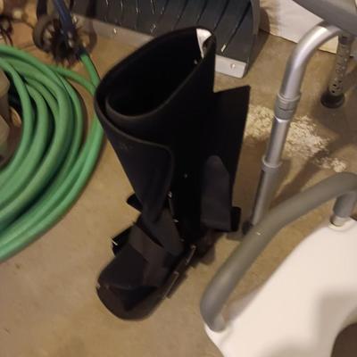 Ambulatory medical devices - boot for foot - sling - shower chair - raised toilet seat and crutches