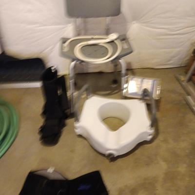Ambulatory medical devices - boot for foot - sling - shower chair - raised toilet seat and crutches