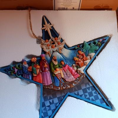 Jim Shores "Bethlehem's star" Nativity star figurine and San Fransico Music box Nativity with rocking Jesus