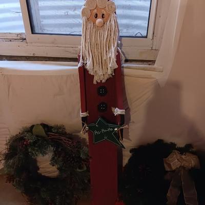 Christmas - tall wooden Welcome Santa - wreaths - hanging basket and more