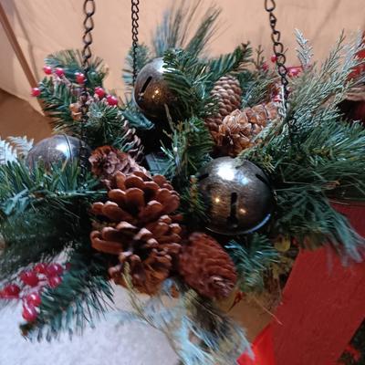 Christmas - tall wooden Welcome Santa - wreaths - hanging basket and more