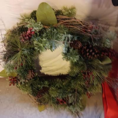 Christmas - tall wooden Welcome Santa - wreaths - hanging basket and more