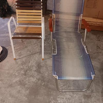 Two folding patio chairs - chair and lounger