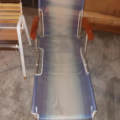 Two folding patio chairs - chair and lounger
