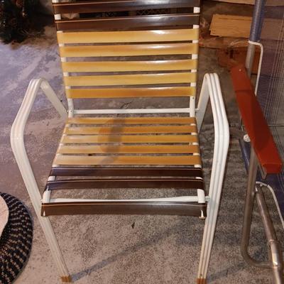 Two folding patio chairs - chair and lounger