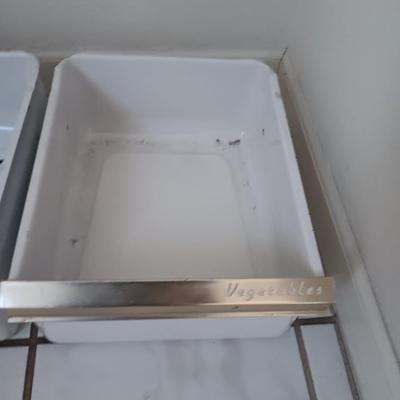 Vintage enamel refrigerator vegetable pans