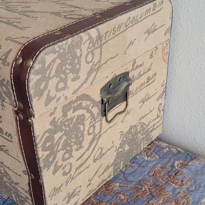 Vintage Trunk Covered by Printed Linen
