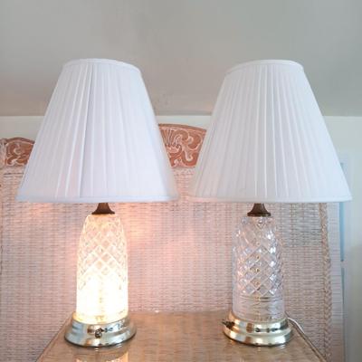 LOT 16U: Pair of Vintage Crystal-Style Glass and Metal Lamps
