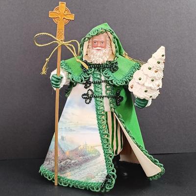 LOT 25S: Thomas Kinkade 2003 'Emerald Isle Santa' Figurine w/ Metal Platter