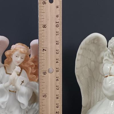 LOT 27S: Precious Moments 'Come Let Us Adore Him' Nativity Figurines w/ Ceramic Angels