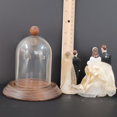 LOT 31S: Wedding Collection- Mikasa Crystal Candle Holders, Etched Glass Bell, Vintage Cake Toppers & More