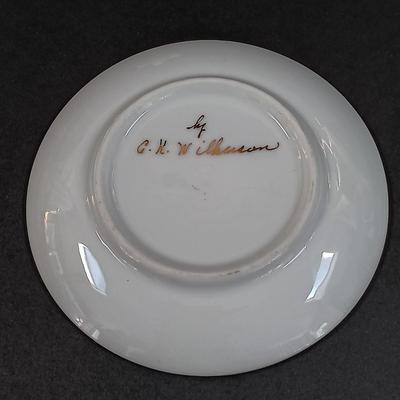 LOT 40S: Glass Rose Etched 'Beta Sigma Phi' Plate w/ Du Pont Veteranette Trinket Dish, Rodney Kent Crumb Tray & Brush and More