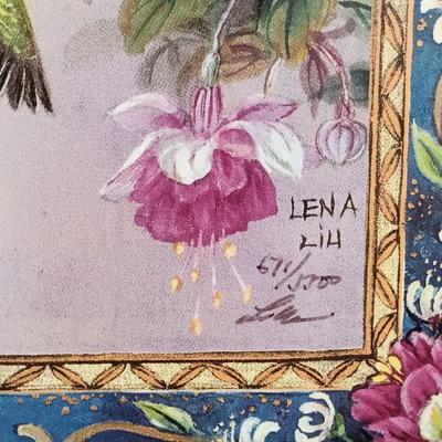 LOT 47S: Lena Liu Limited Edition Tile Print Signed and Numbered w/ Wood Decorative Books