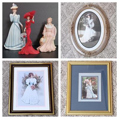LOT 48S: Victorian Style Figurines with Art Prints