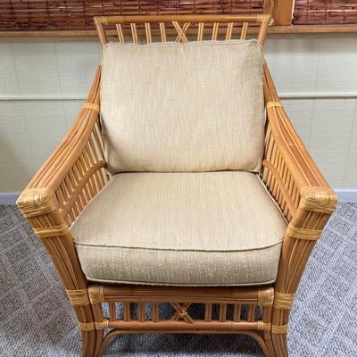 LOT 63S: Benchcraft Rattan Chair and Ottoman