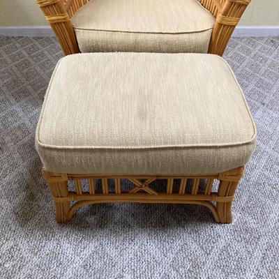 LOT 63S: Benchcraft Rattan Chair and Ottoman
