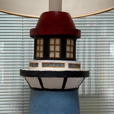 LOT 70S: Lighthouse Lamp with Blue Folding Patio Bistro Table