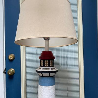 LOT 70S: Lighthouse Lamp with Blue Folding Patio Bistro Table